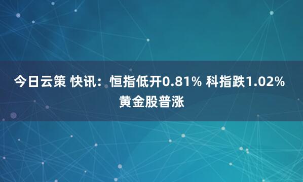 今日云策 快讯：恒指低开0.81% 科指跌1.02% 黄金股普涨